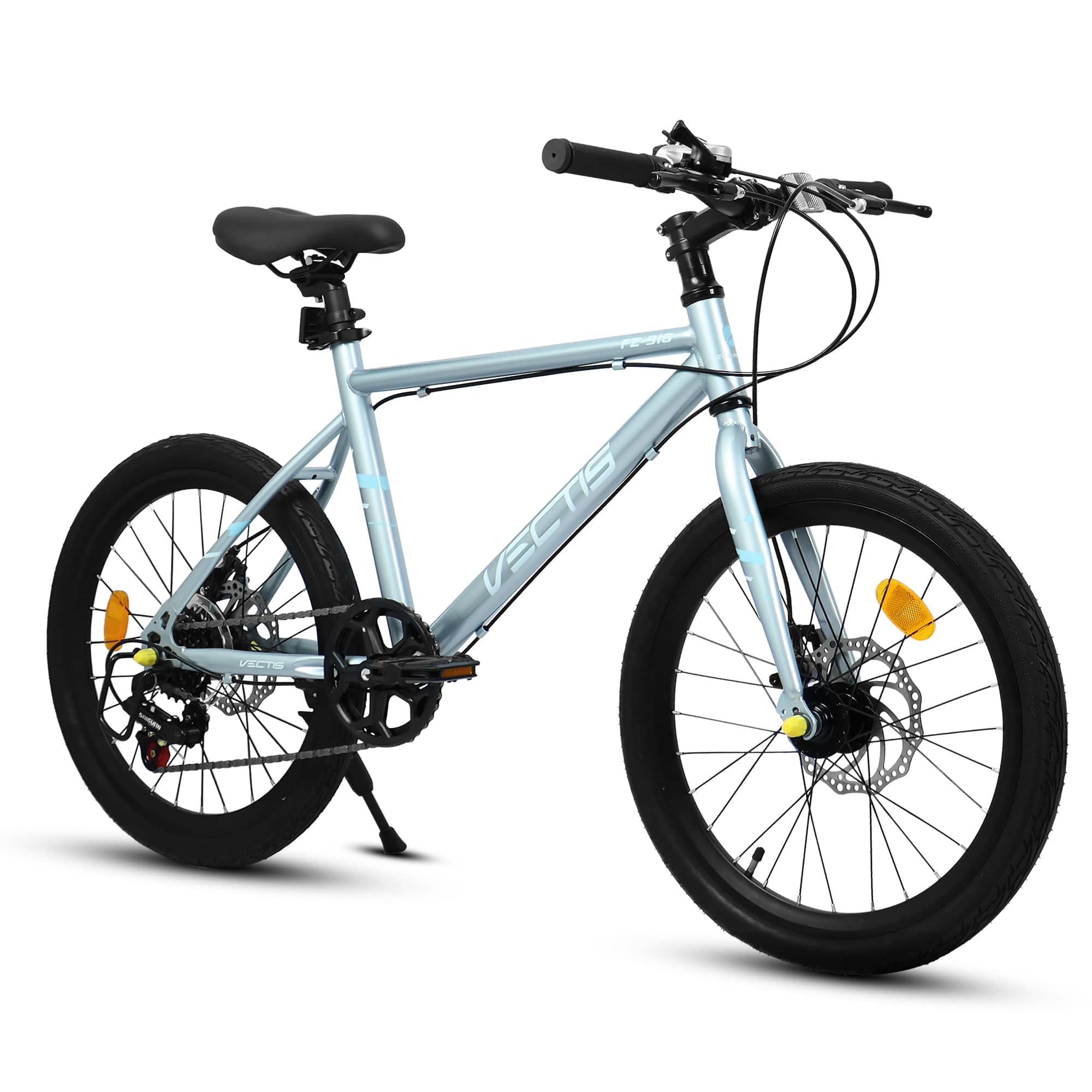 APRILSOUL - 20 Inch Kids Bike 7 Speed Steel Frame Dual Disc Brakes 4 Colors - Silver