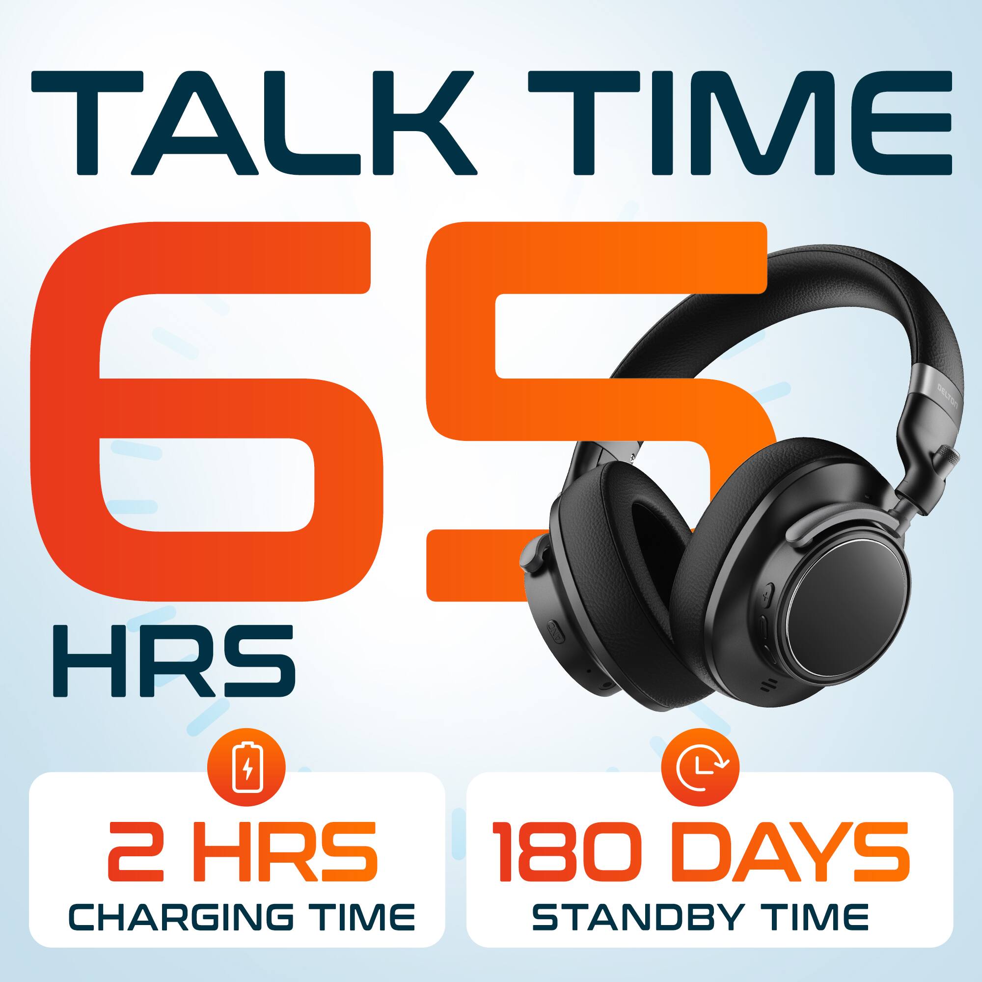 TALK TIME  
65 HRS  
2 HRS CHARGING TIME  
180 DAYS STANDBY TIME