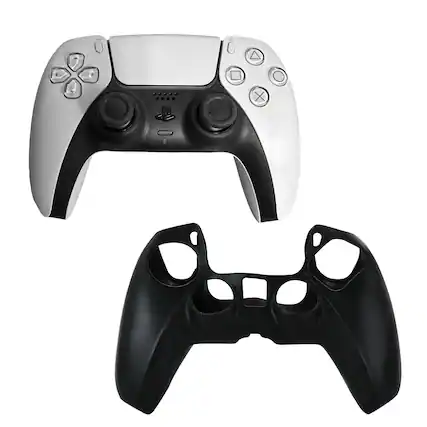 Front. Sony - DualSense Controller in White with Silicone Sleeve - White.