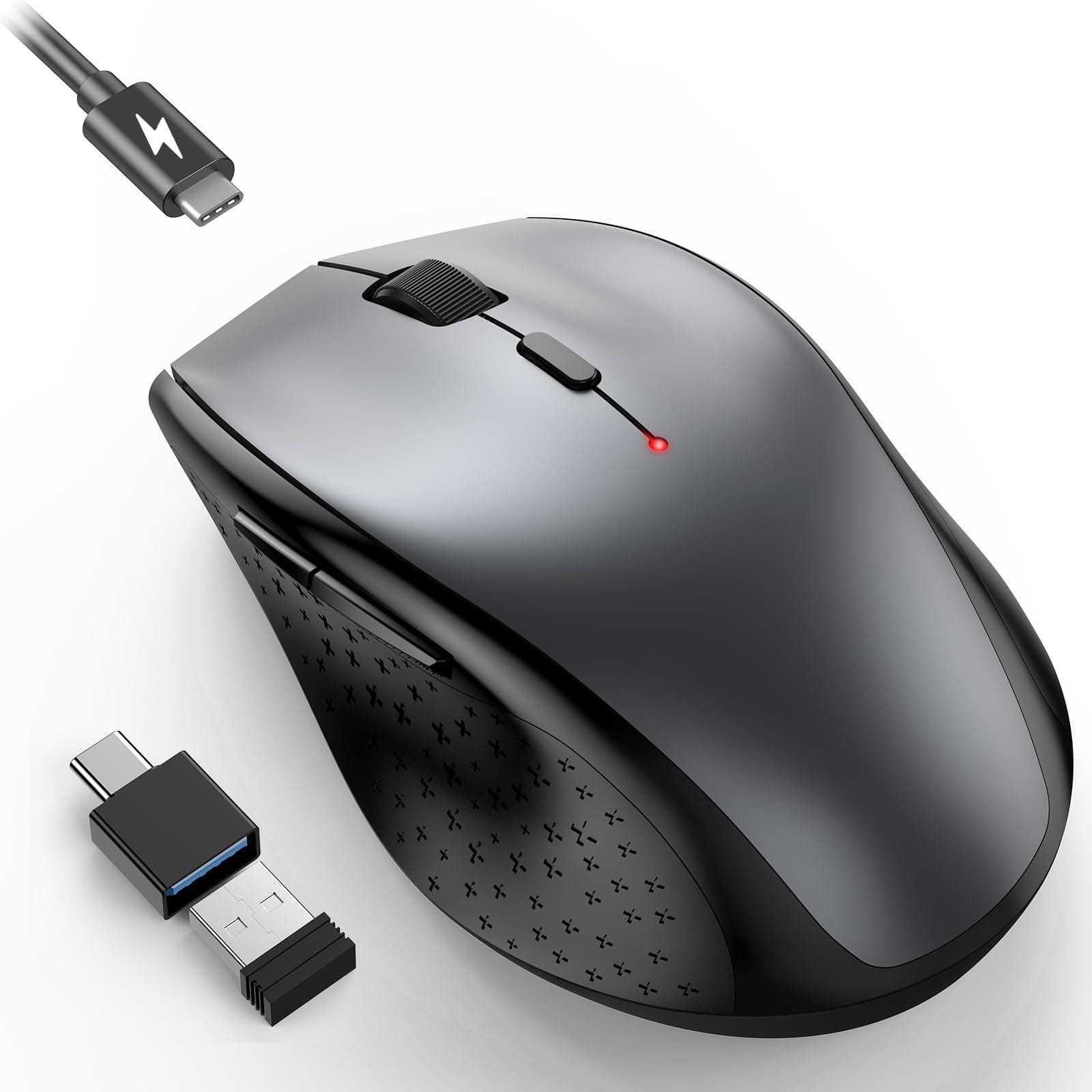 Cozy Serene - Wireless Mouse Rechargeable Silent USB Jiggler Usb-c Quiet Click Build-in Mover 6400 - Wireless - Gray