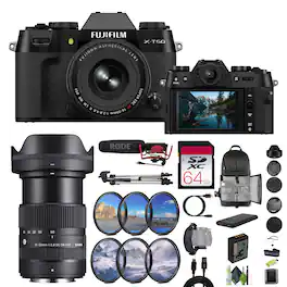 Fujifilm - X-T50 Mirrorless Camera XF16-50mm+ Sigma 18-50mm Contemporary Lens - Black