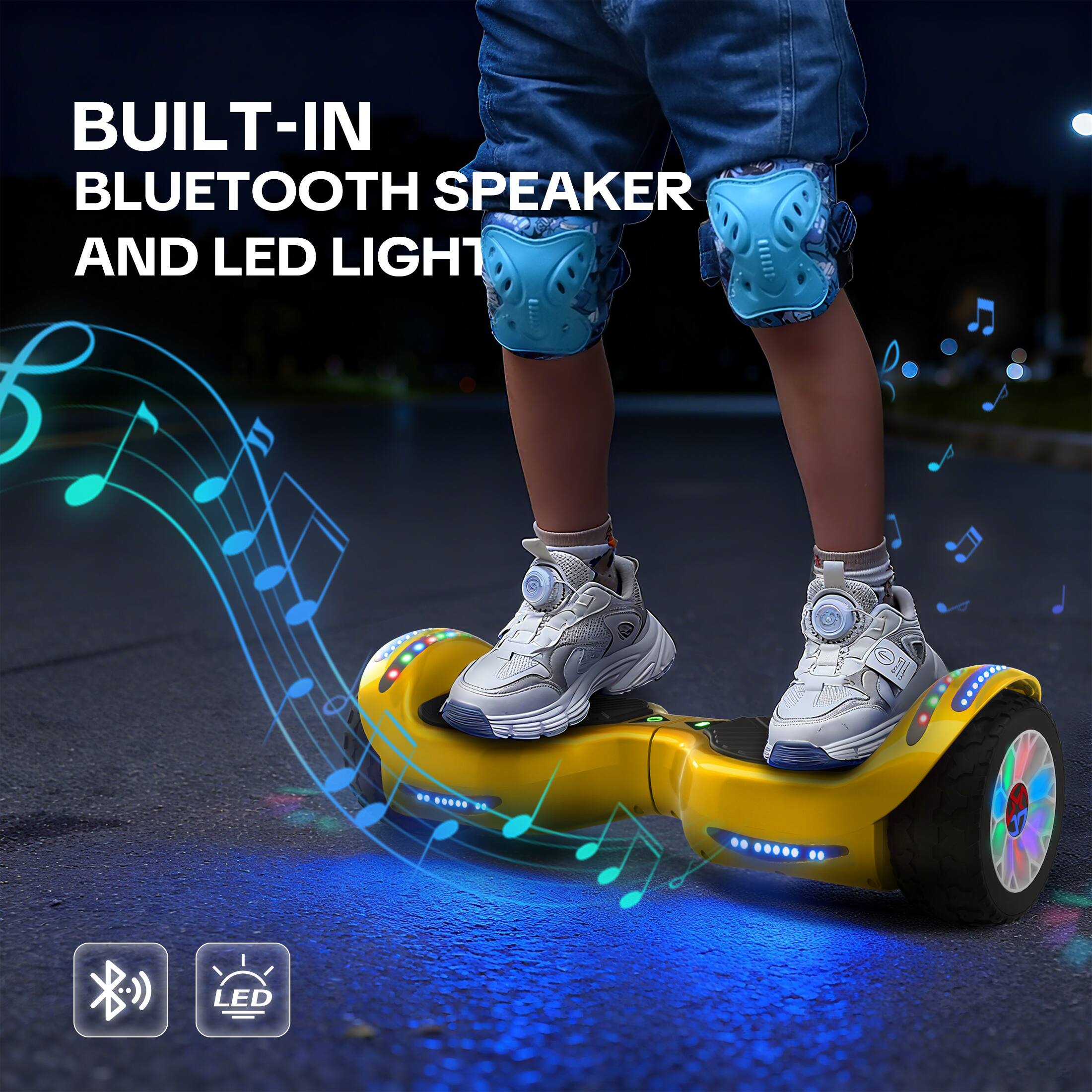 BUILT-IN BLUETOOTH SPEAKER AND LED LIGHT