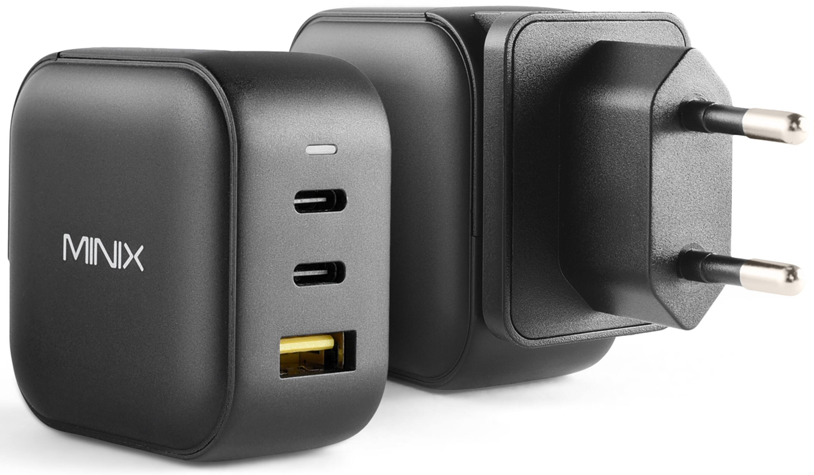 Alt View 12. MINIX - 66W Turbo 3-Port GaN Foldable Wall Charger, 2-USB-C Port Fast Charger/1-USB-A Quick Charger, US/EU/UK Plugs for Travel - Black.