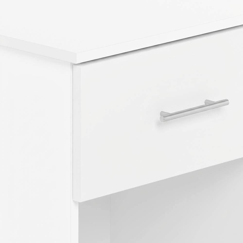 Alt View 1. FurniFact - Solid White Nightstand Set, Handle, Drawer, Contemporary Bedroom Furniture - Solid White.