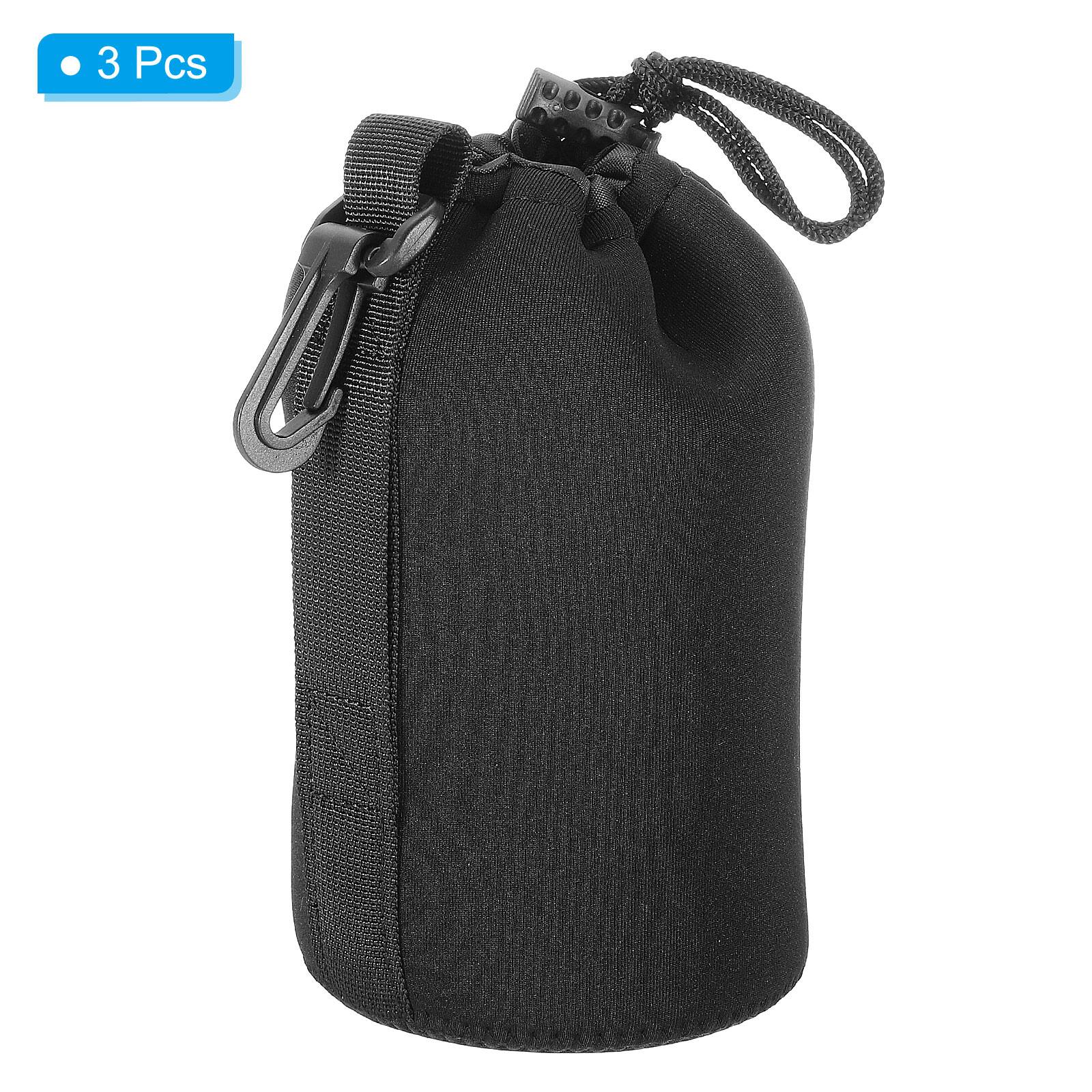 Alt View 2. Unique Bargains - Camera Lens Bag, 3pcs 3.7"x7.1" Drawstring Pouch with Thick Neoprene for DSLR Lens, Water Coffee Cups - Black.