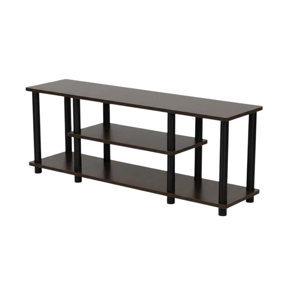 FurniFact - Dark Brown/Black 3-Tier TV Stand with Composite Wood and Plastic Poles - Brown Black price history on PriceWatchPro