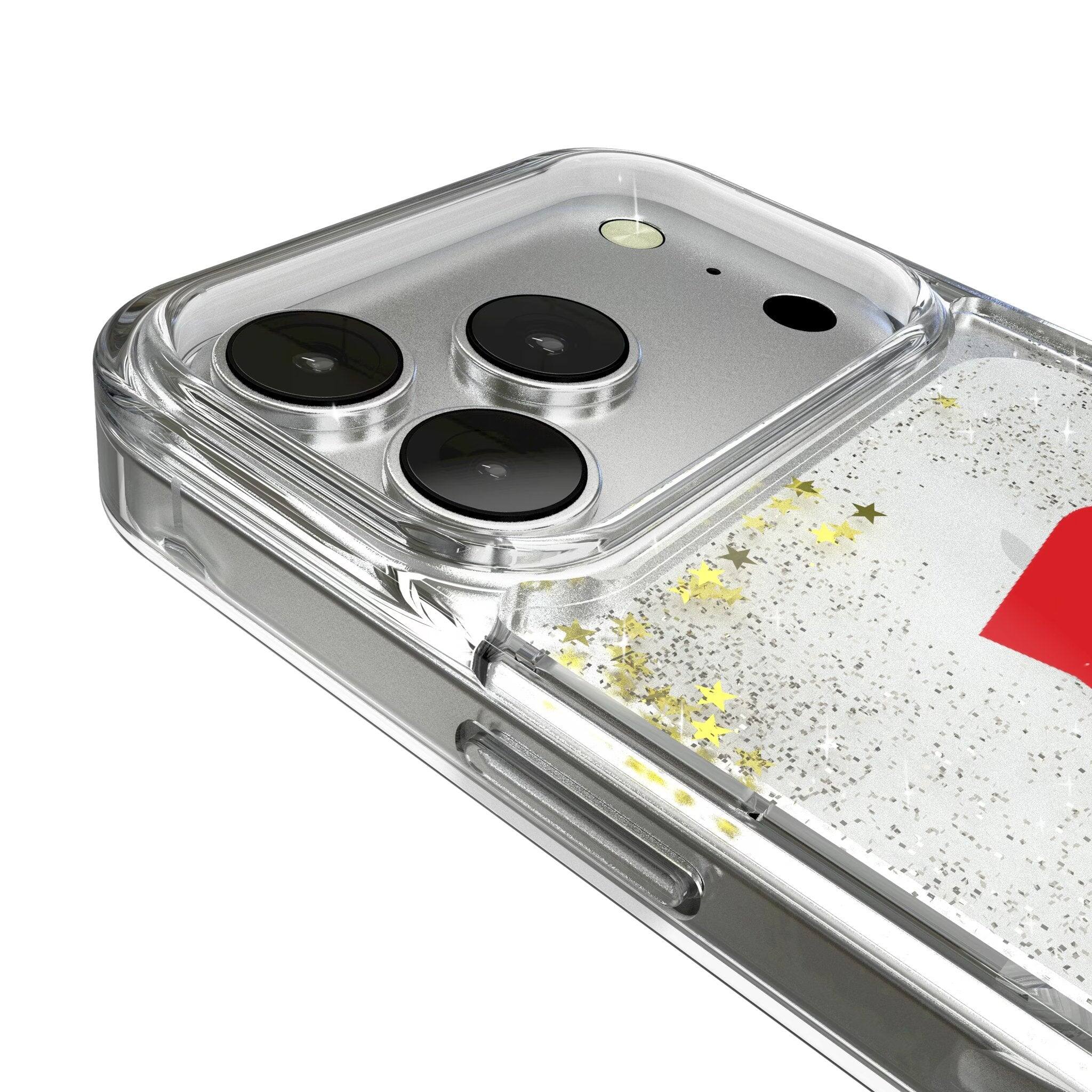 Left. Keyscaper - Marvel Badge Glitter Phone Case - Apple iPhone 17 Pro - Daredevil.