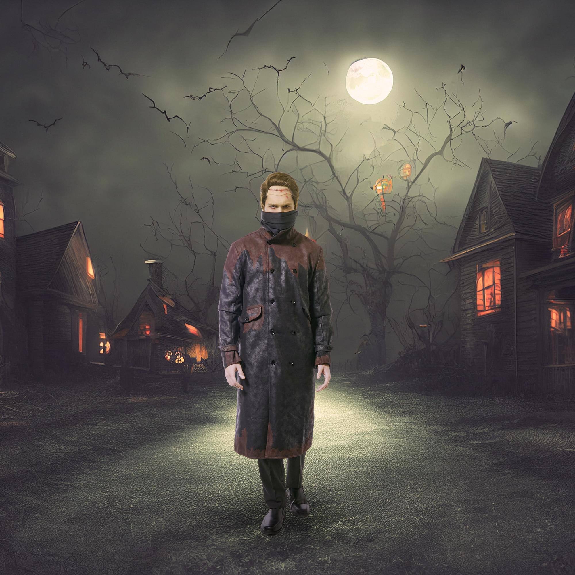Alt View 10. Costume Culture by Franco - Mr. Monster Adult Costume Trenchcoat | X-Large - Black.