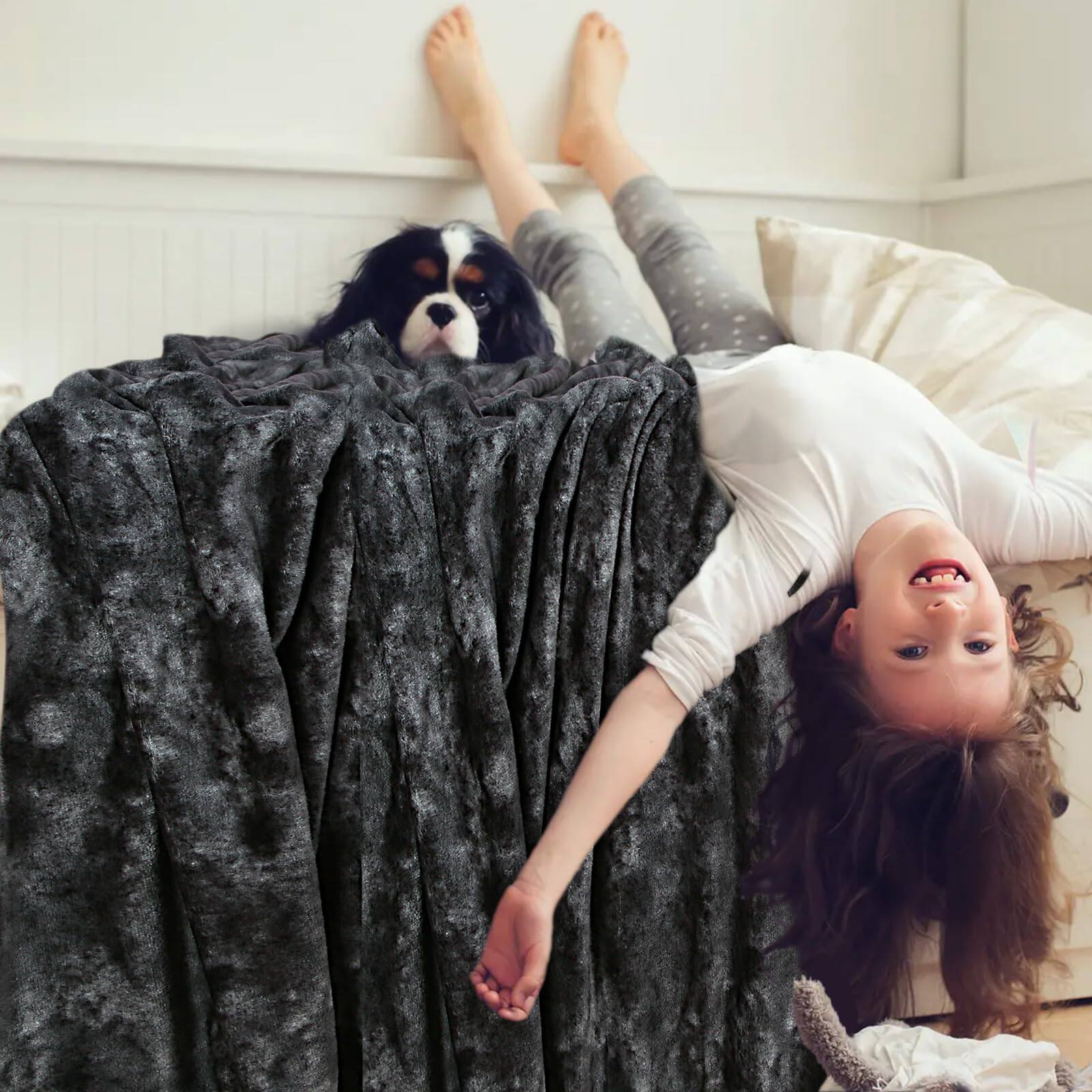 Alt View 1. Refined Abode Design - Throw Blanket For Couch Dark Faux Fleece Flannel Blankets Men And Women Soft Lightweight Chair Sofa Bed sm - 3d Navy Leopard Print Fleece (50x60 IN).