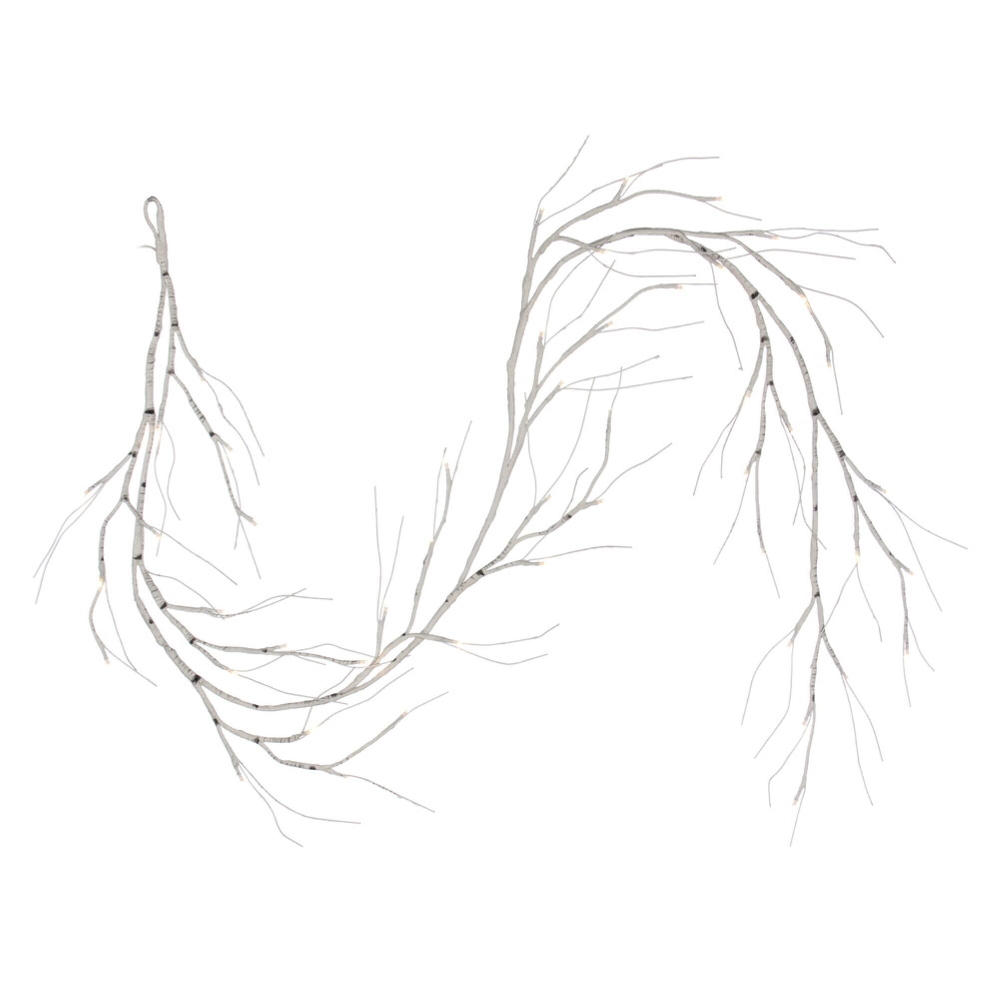 Front. Vickerman - Vickerman 6' White Birch Twig Garland 48WW LED Battery Operated - White.