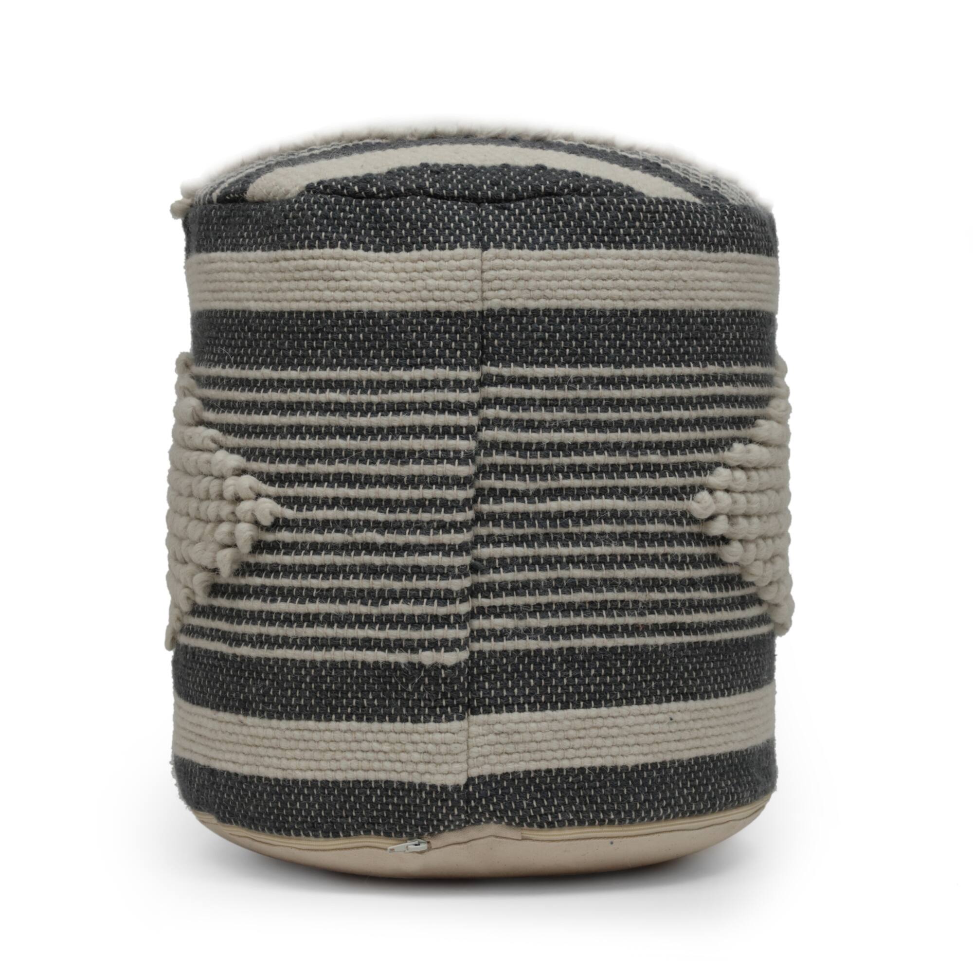 Alt View 3. GOODSILO - Handcrafted Fabric Cylindrical Pouf with Stylish Design and Durable Construction - Dawn Grey.