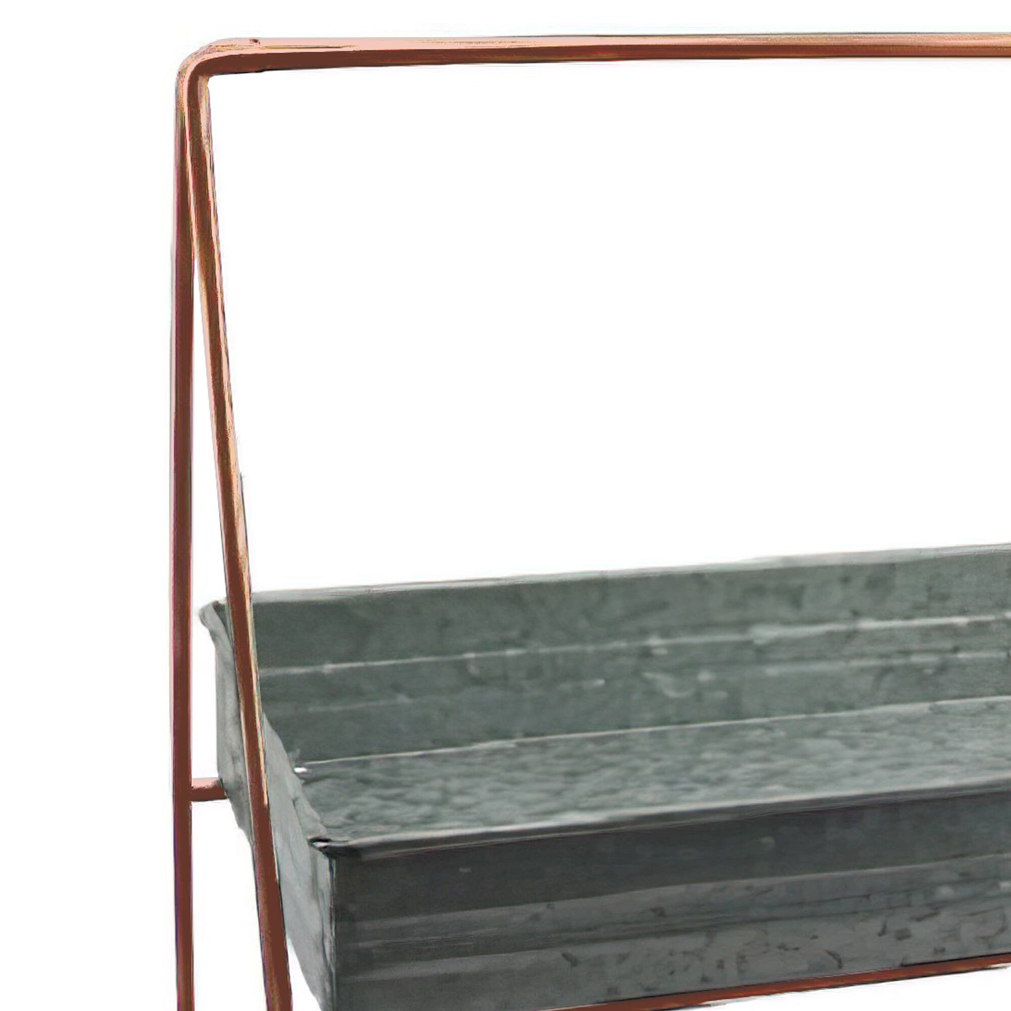 Alt View 3. Manhattan Lane - Galvanized Metal 2 Tiered Rectangular Serving Tray - Gray.