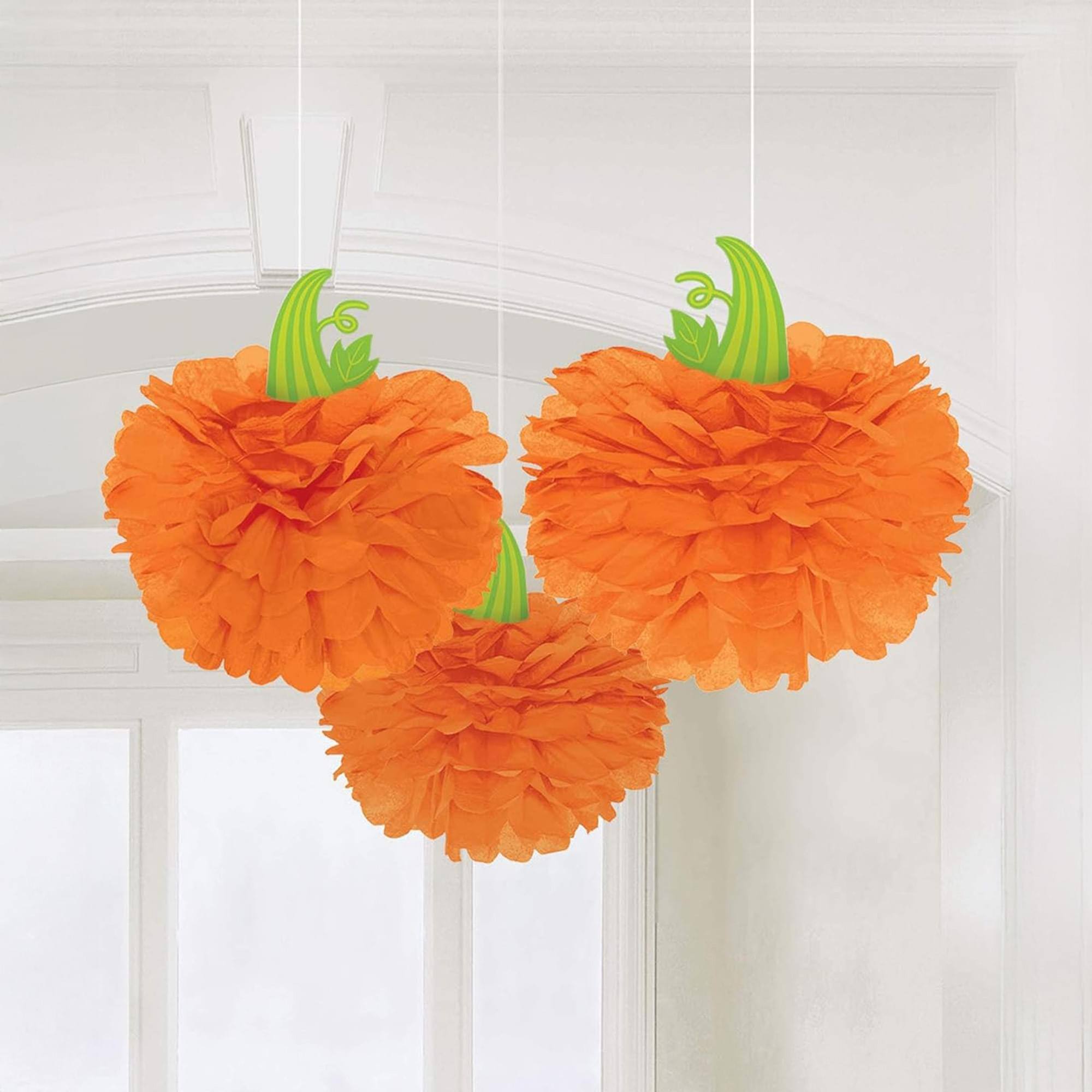 Alt View 10. AmScan Costumes USA - Paper Pumpkin Hanging Decorations - Orange.