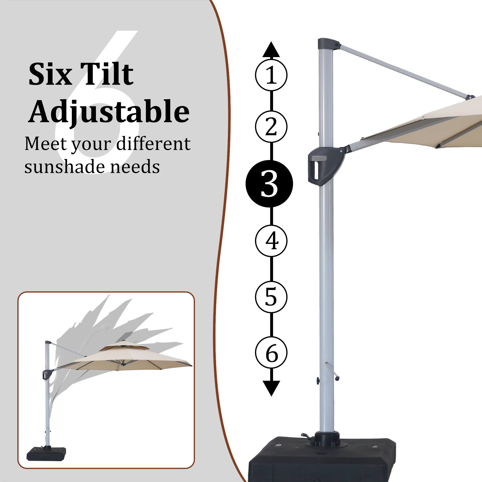Six Tilt Adjustable  
Meet your different sunshade needs  

1  
2  
3  
4  
5  
6