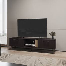 APRILSOUL - Altoona Tv Stand Living Room Black and Light Oak - Black Multi