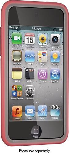 Front Standard. DLO - Gel Bumper Plus Case for 4th-Generation Apple® iPod® touch - Charcoal/Red.