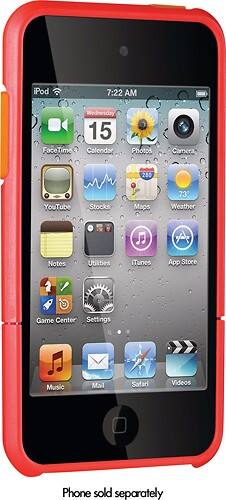 Front Standard. DLO - SlimShell Dox Case for 4th-Generation Apple® iPod® touch - Red/Orange.