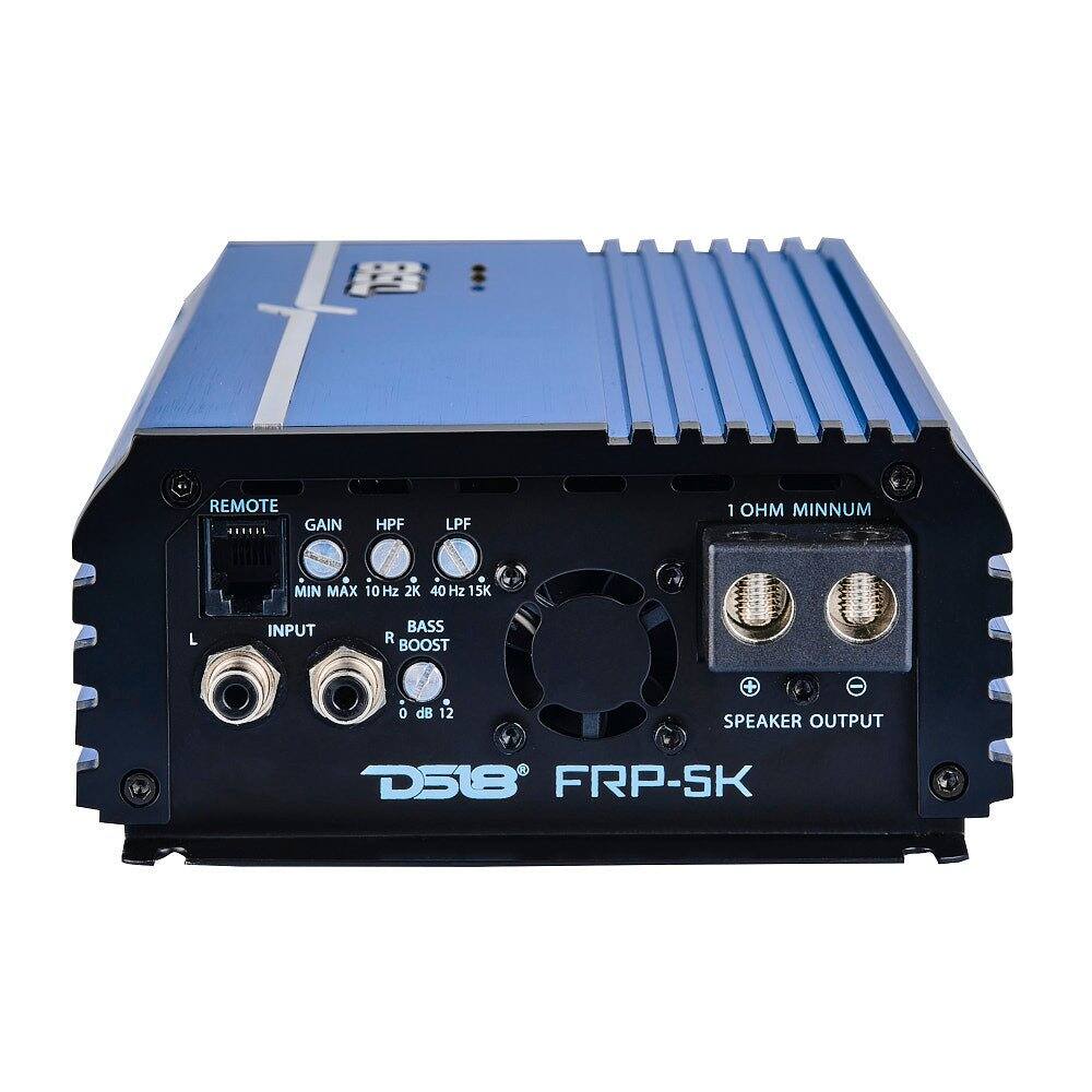 REMOTE GAIN
HPF
LPF
1 OHM MINIMUM
MIN MAX 10Hz 2K 40 Hz 15K
INPUT
BASS R BOOST
0 dB 12
SPEAKER OUTPUT
D518 FRP-SK