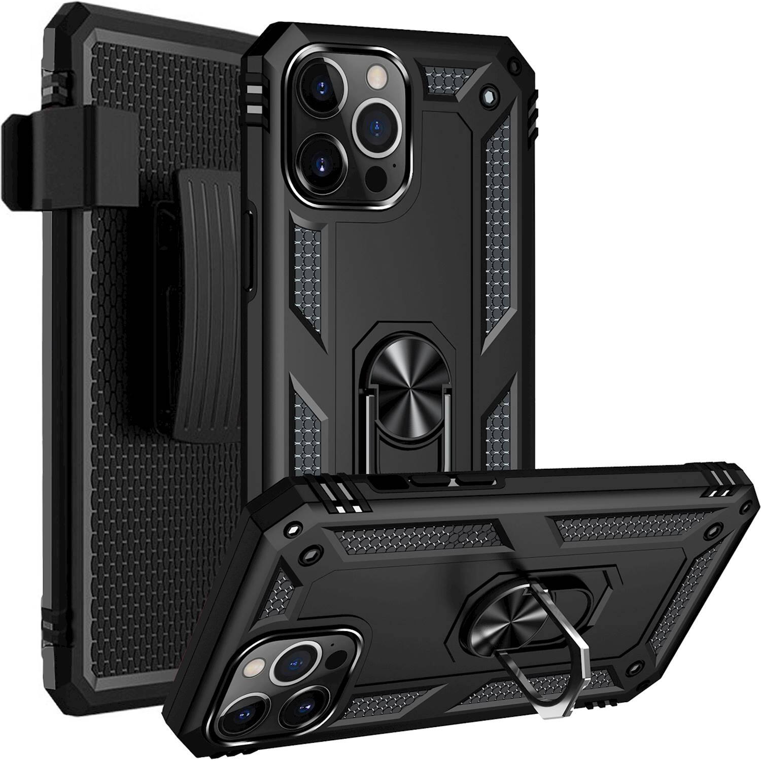 Alt View 12. SaharaCase - Kickstand with Belt Clip Case for Apple iPhone 13 Pro Max - Black.