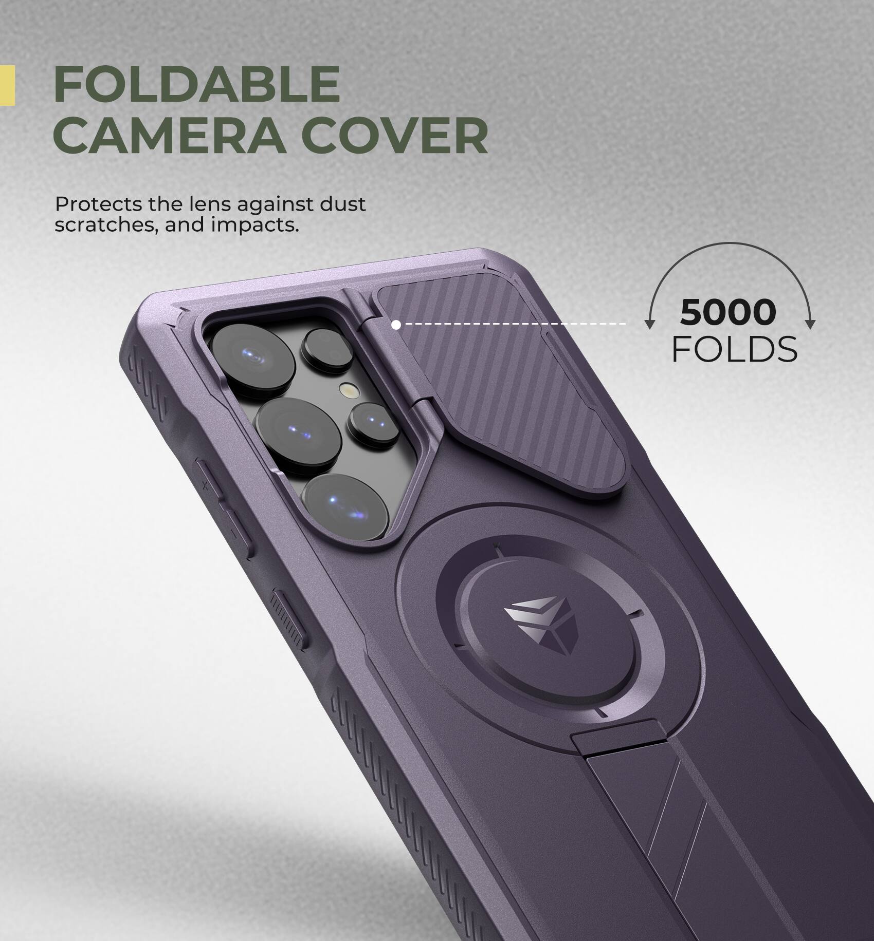 FOLDABLE CAMERA COVER
Protects the lens against dust scratches, and impacts.
5000 FOLDS