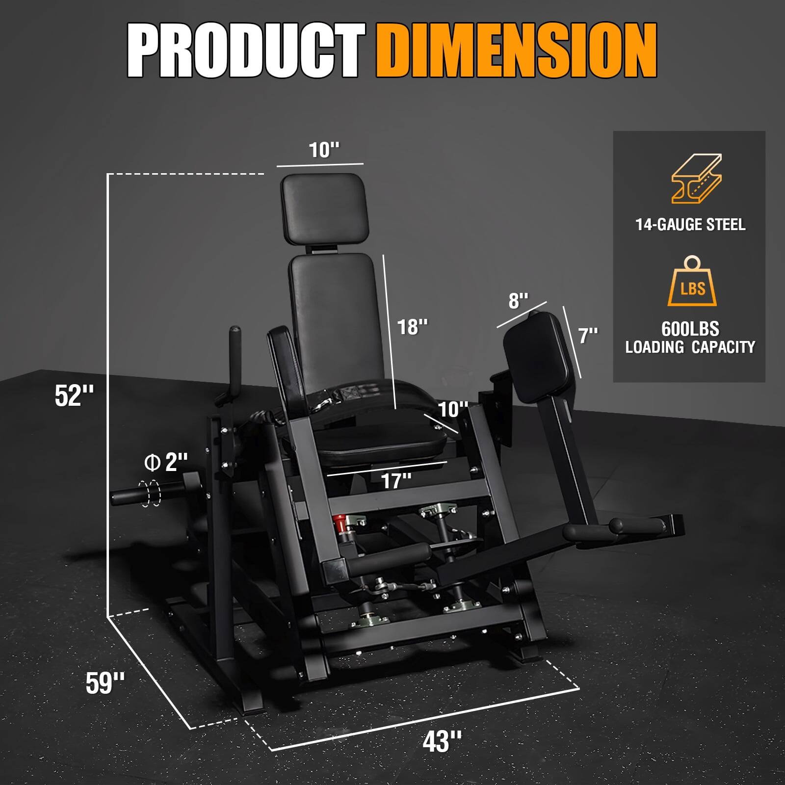 PRODUCT DIMENSION

14-GAUGE STEEL

600LBS LOADING CAPACITY

52" x 59" x 43"

10" x 18" x 8" x 7" x 10" x 17" x 2"