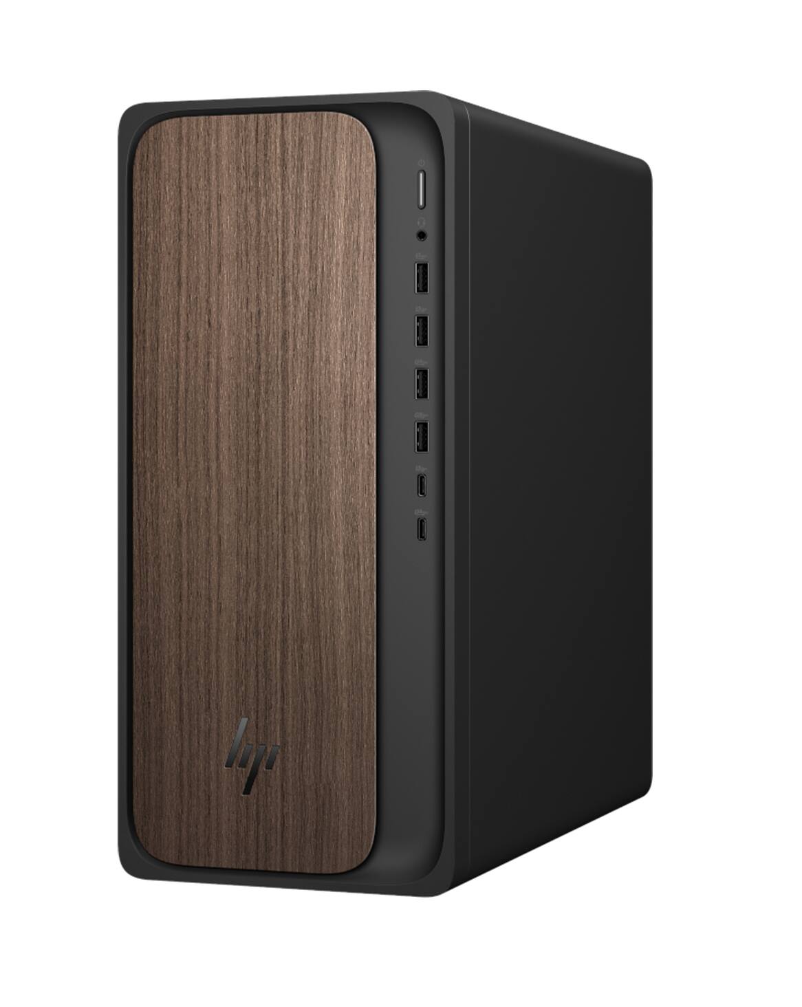 Alt View 3. HP - HP OmniDesk Desktop (Ultra 5 225, 32GB, 1TB SSD, Intel Graphics, WiFi 6, Bluetooth 5.4, Win 11 Pro) w/USB Hub - Dark Wood.