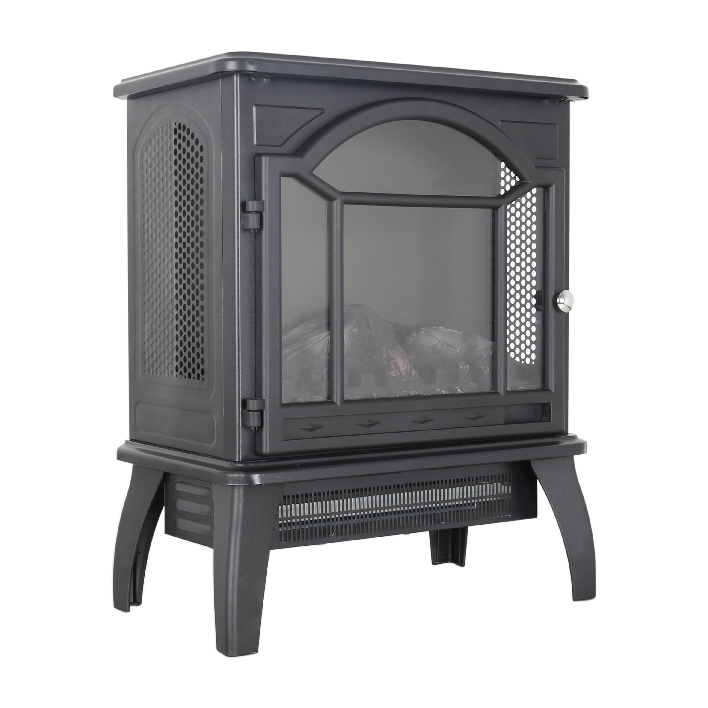 Alt View 6. GOODSILO - 18"" Electric Infrared Quartz Fireplace Stove with Remote - Freestanding Design - Antique Black.