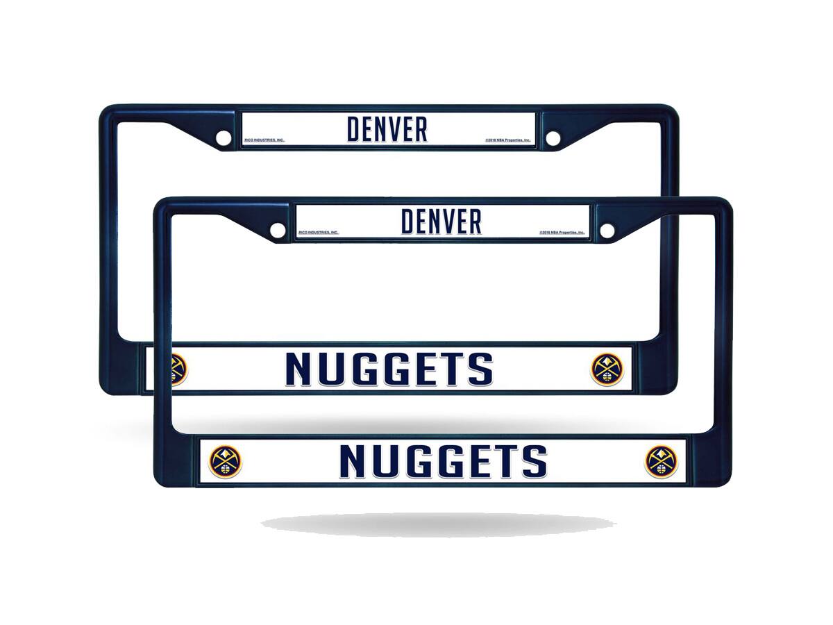 Denver Nuggets NBA (Set of 2) Navy Painted Chrome Metal License Plate Frames