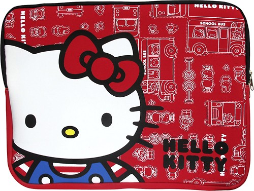 Hello Kitty Brown Logo Zippered Laptop Tablet Sleeve Case 15”