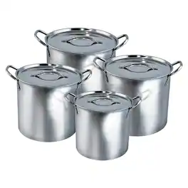 EuroHome - Stainless Stock Pot 4-Piece Set - Steel