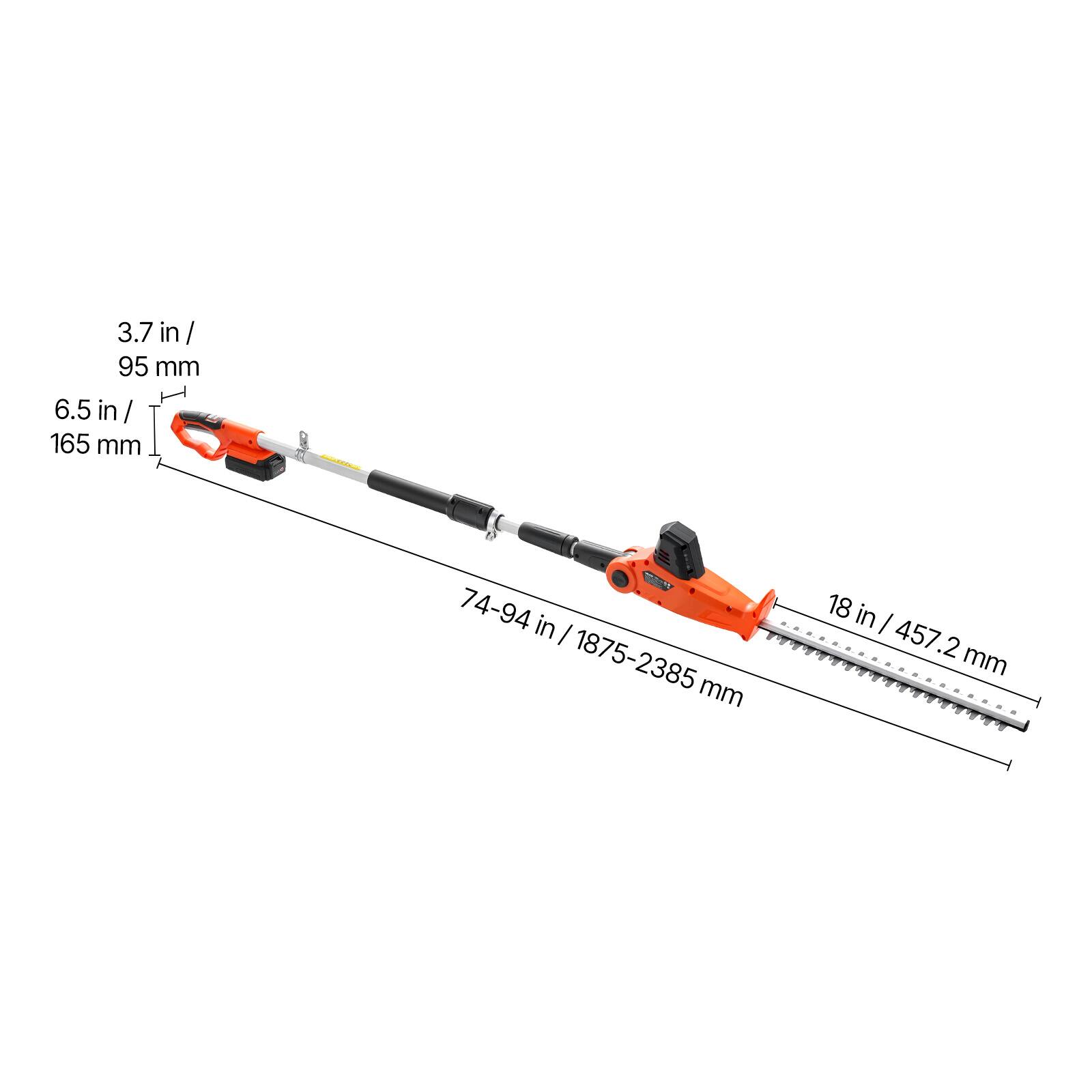 3.7 in / 95 mm  
6.5 in / 165 mm  
74-94 in / 1875-2385 mm  
18 in / 457.2 mm