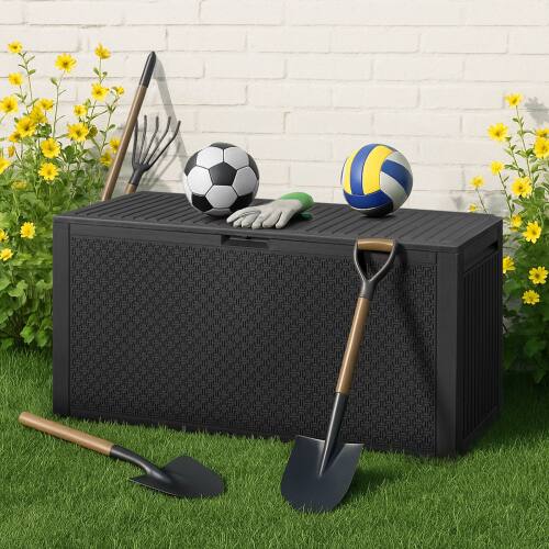 Alt View 9. Winado - 90 Gallon Portable Plastic Storage Deck Box with Lid, Store Garden Cushions Organizer Patio Cabinet for Indoor Outdoor - Black.