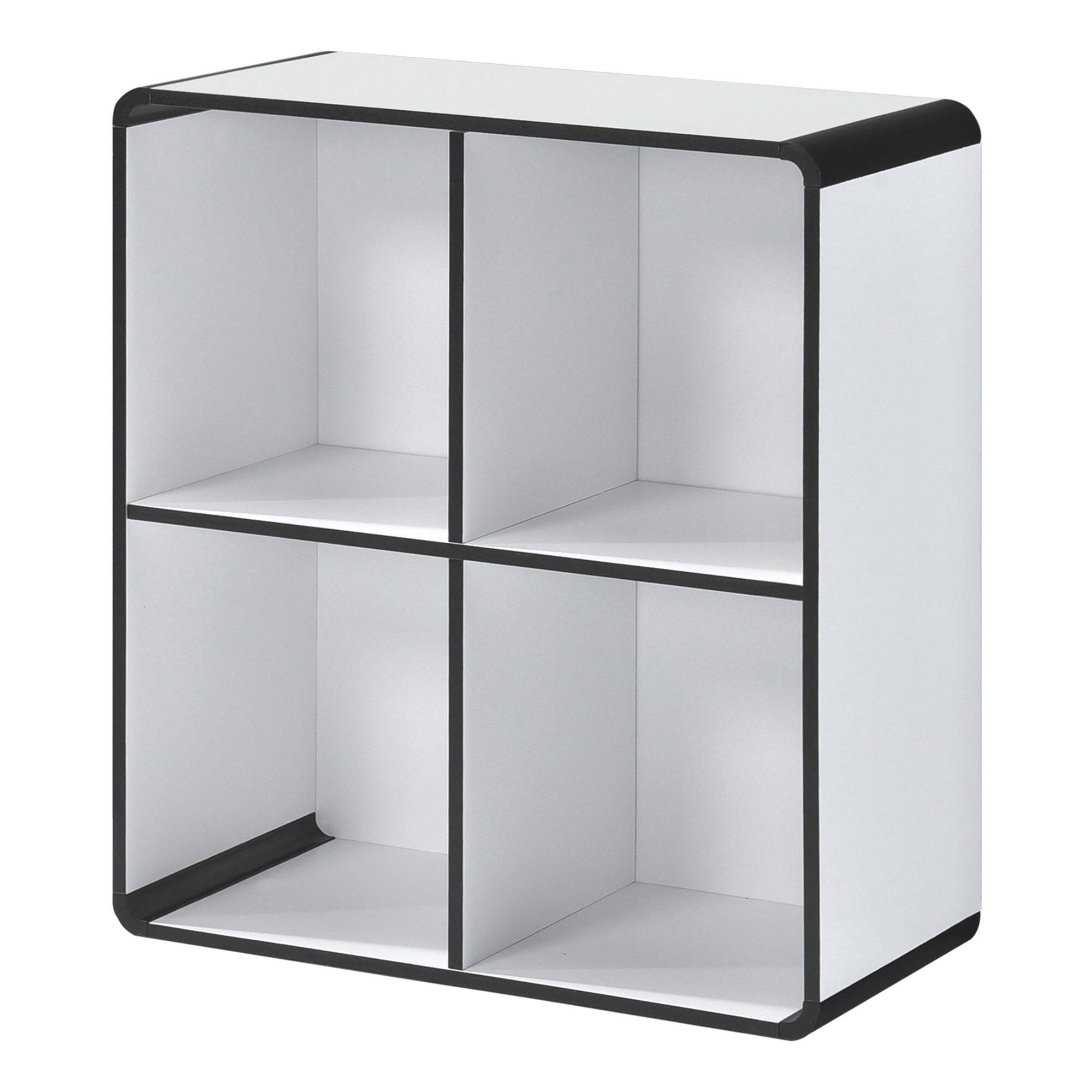 Back. Kings Brand Furniture - Kings Brand Furniture Dothan Wood 4-Cubed Open Bookcase - Storage Shelf Organizer Bookshelf - White.