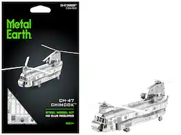 Model Kit Boeing CH-47 Chinook Transport Helicopter (Moderate Difficulty) Steel Model by Metal Earth - Silver