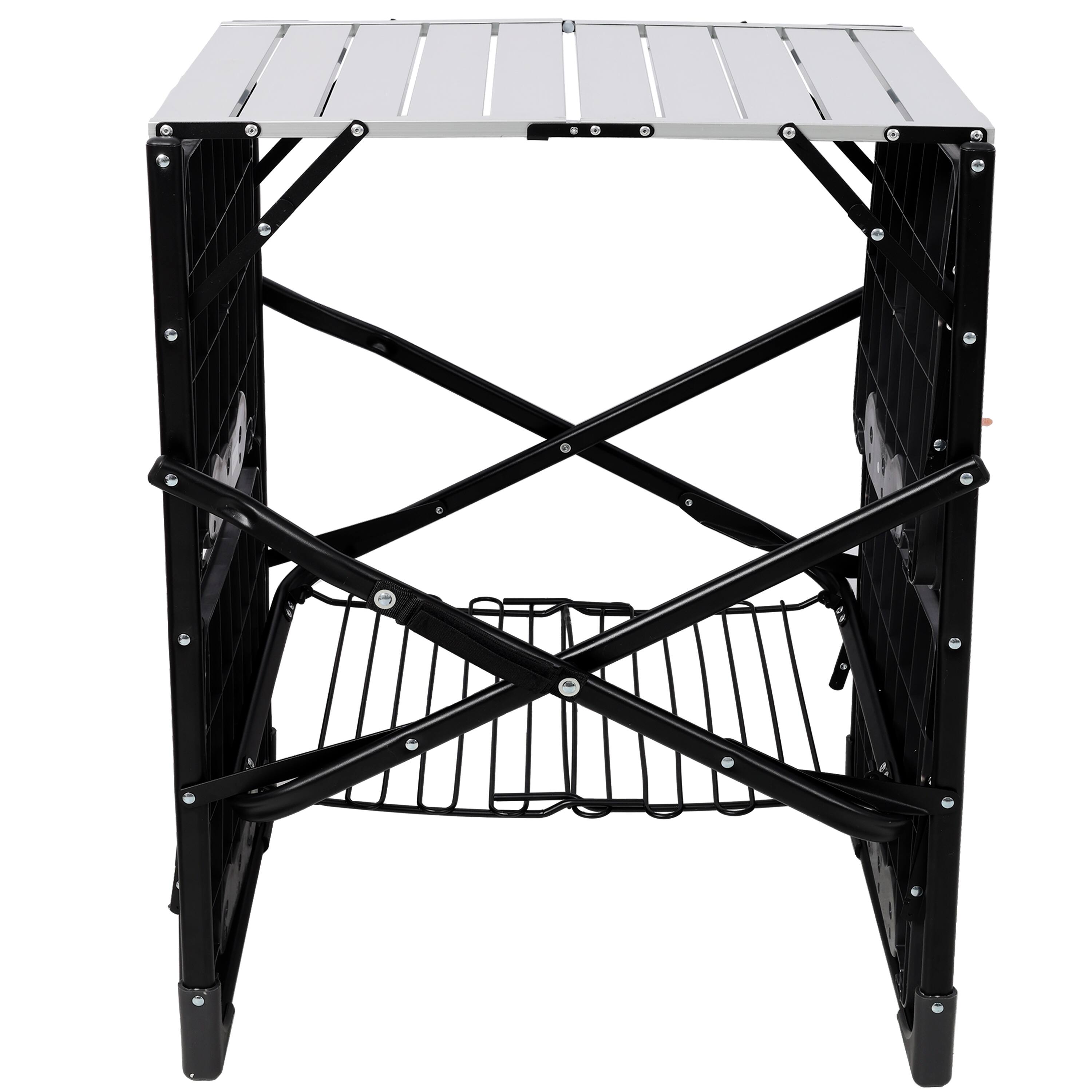 Alt View 1. Loheer - Loheer Camping Kitchen Table Outdoor Cooking Station with Storage - Black.
