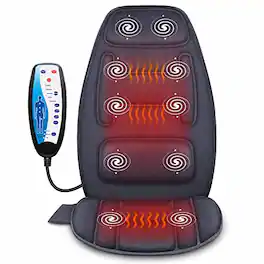 ESBANY - Massage Seat Cushion with Heat - Extra Memory Foam Support Pad in Neck and Lumbar,10 Vibration Massage Motors, 2 Heat