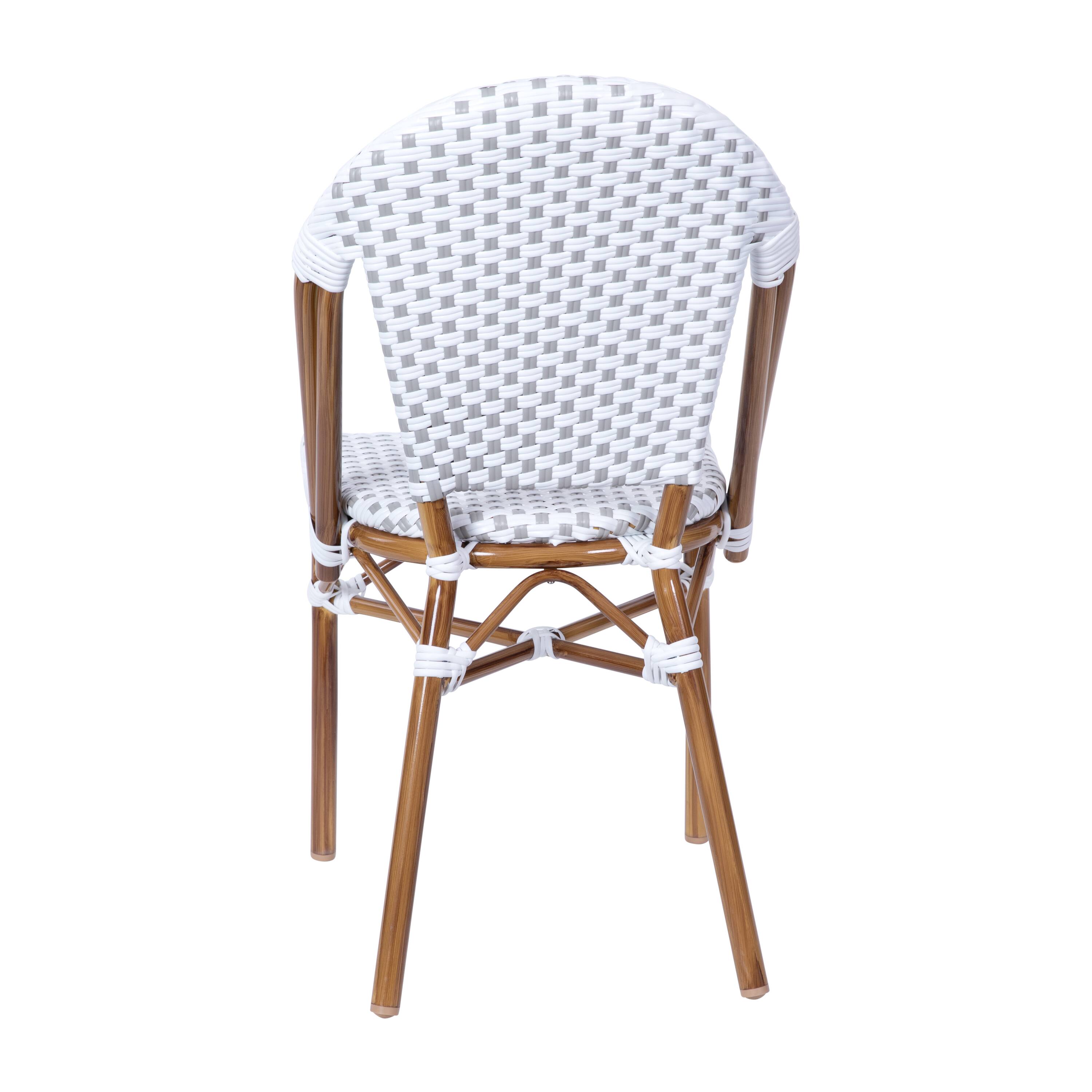 Alt View 8. Emma + Oliver - Colmar Indoor/Outdoor Stacking Bistro Chairs with Aluminum Frame - White & Gray/Natural Frame.