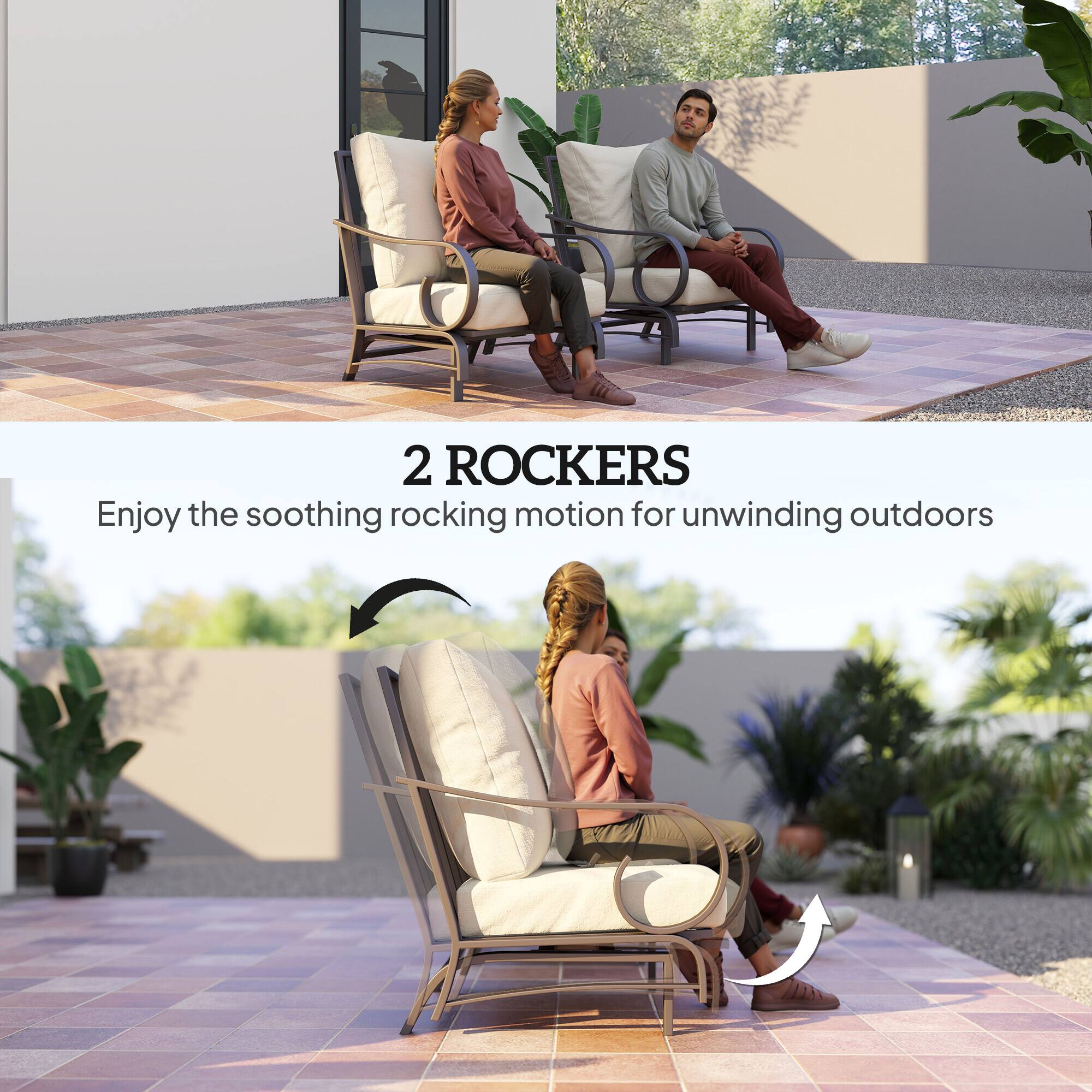 2 ROCKERS
Enjoy the soothing rocking motion for unwinding outdoors