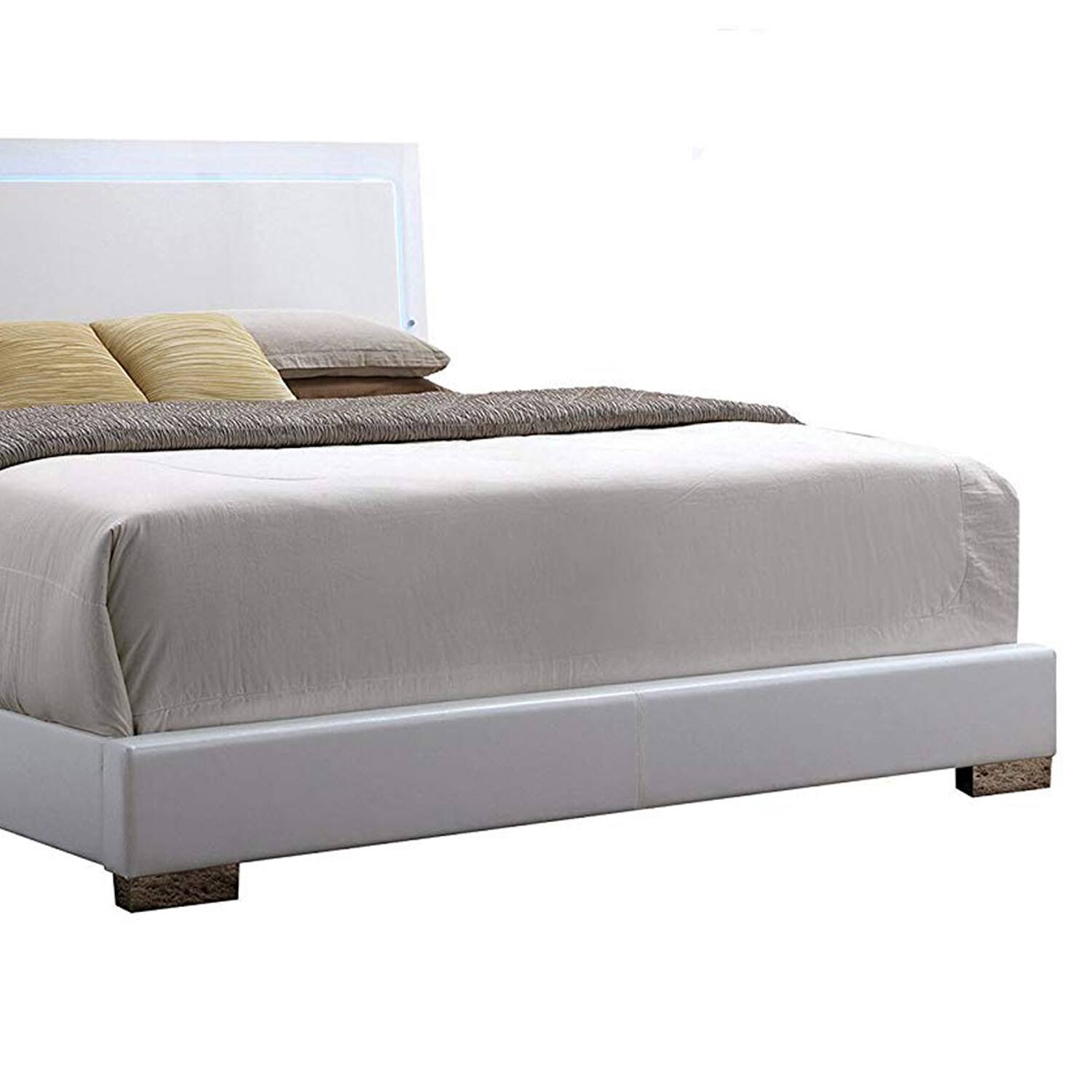 Alt View 3. Manhattan Lane - Contemporary Style Queen Size Wooden Panel Bed with Headboard, White - White.