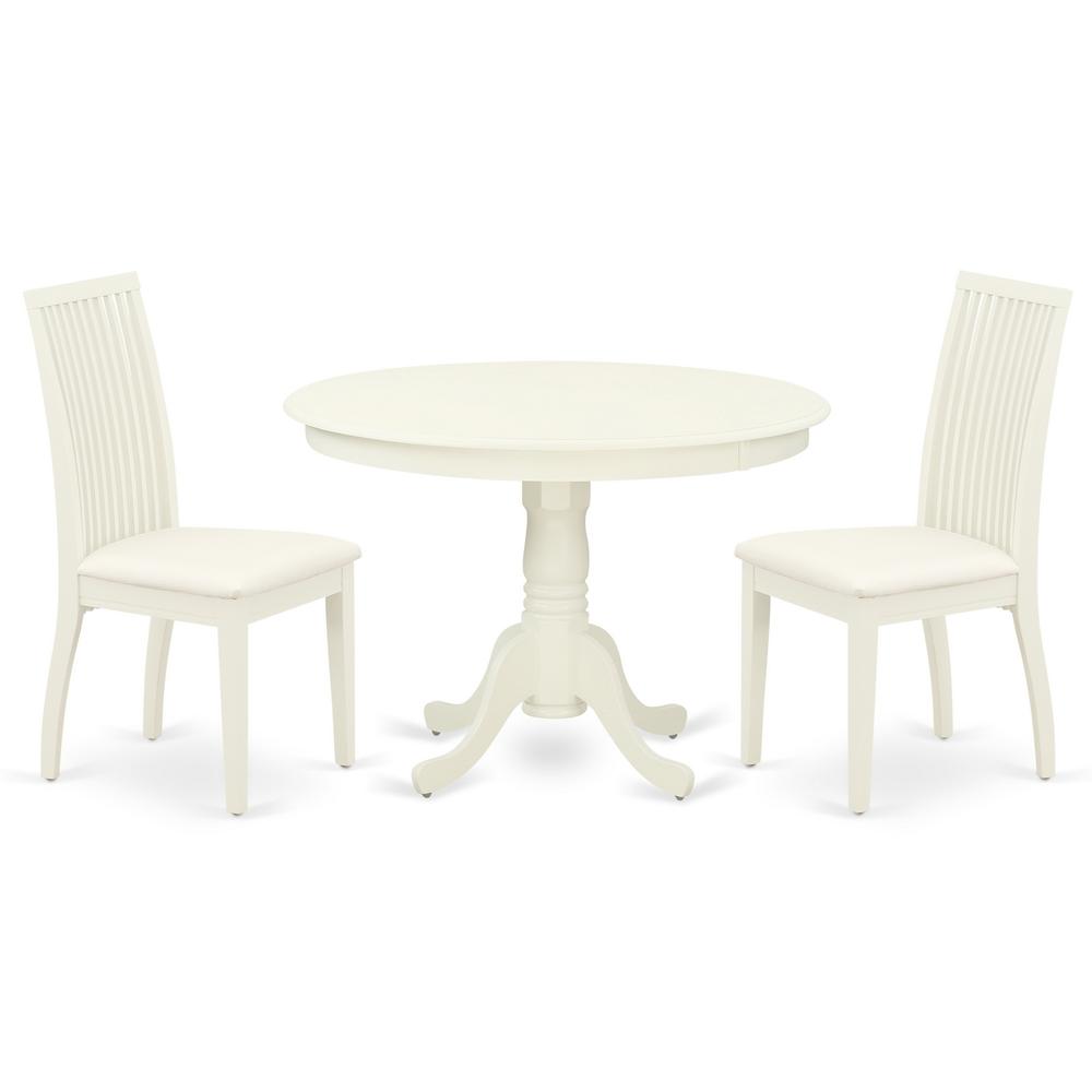 Back. East West Furniture - Dining Room Set Linen White - Brown.
