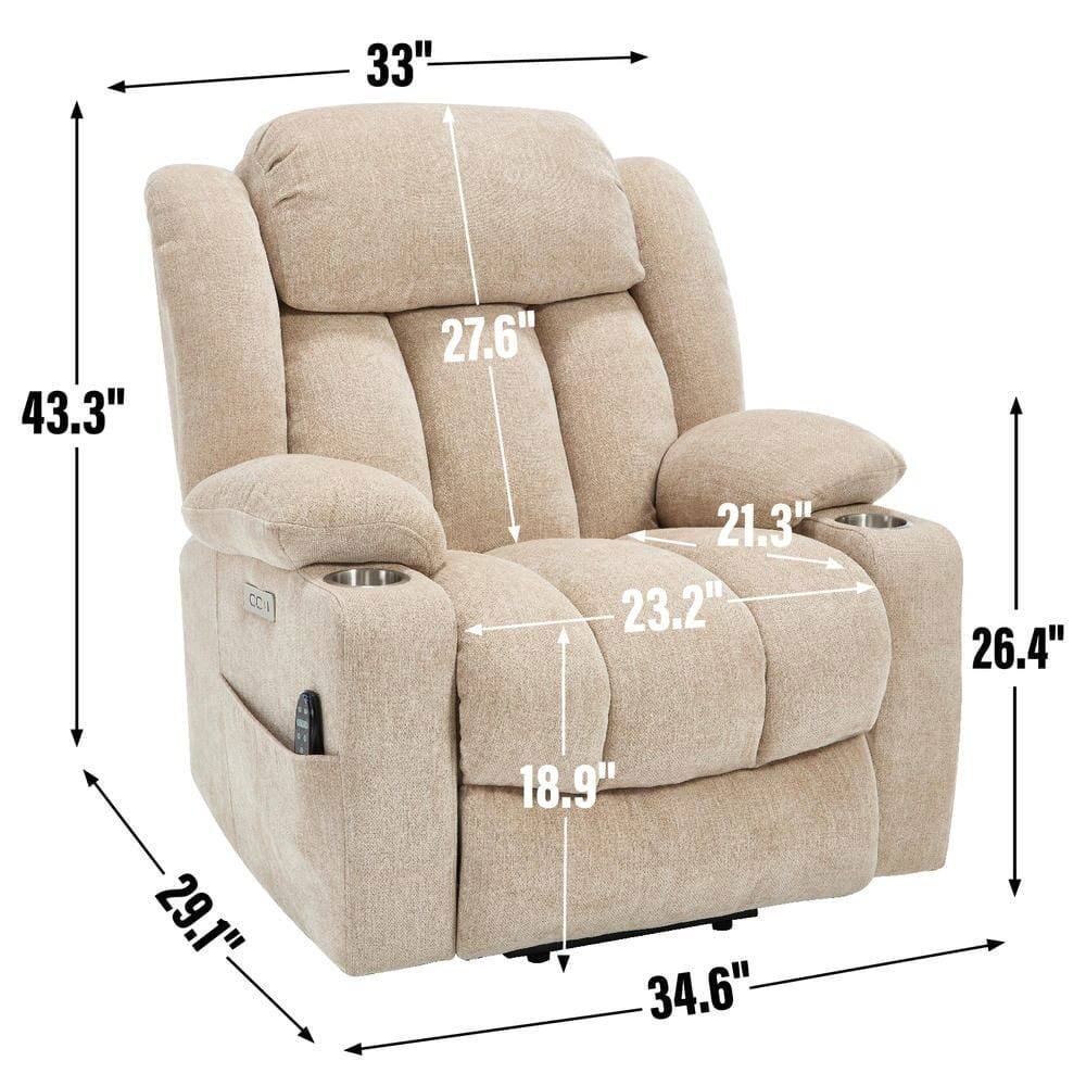 Sure, here are the measurements grouped and corrected:

- **Width:** 33"
- **Height:** 43.3"
- **Depth:** 34.6"
- **Seat Height:** 21.3"
- **Seat Depth:** 23.2"
- **Arm Height:** 27.6"
- **Arm Width:** 26.4"
- **Back Height:** 29.1"
- **Cushion Depth:** 18.9"