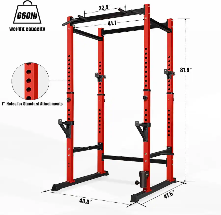 KERDOM Squat Rack Pull Up Bar, Power Rack Cage, Adjustable Weight