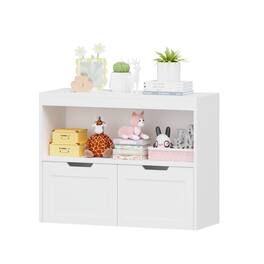 Ecooso - Kids Toy Storage Organizer Cabinet, Book Organizer and Toy Shelf for Playroom Nursery Bedroom - White