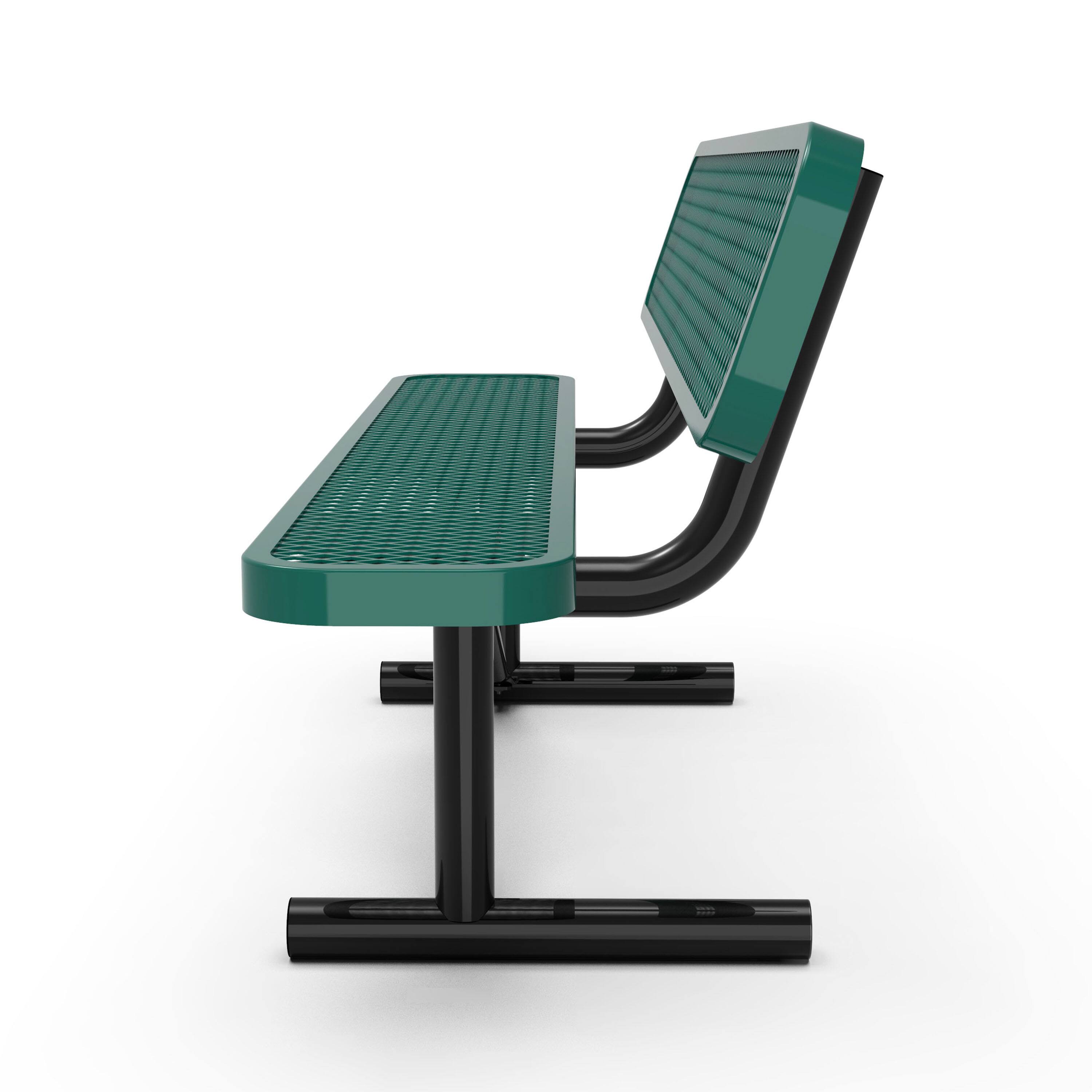 Left. Flash Furniture - Sigrid 6' Outdoor Bench with Backrest, Commercial Grade Green Expanded Metal Mesh Seat and Backrest and Black Steel Fram - Green.