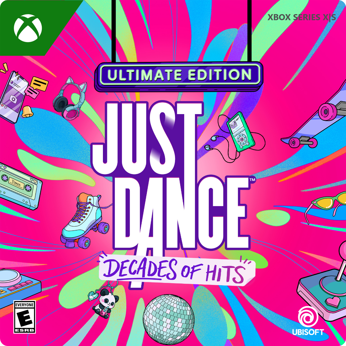 XBOX SERIES XS  
ULTIMATE EDITION JUST DANCE DECADES OF HITS™  
EVERYONE E ESRB  
UBISOFT - E10+ (Everyone 10+)