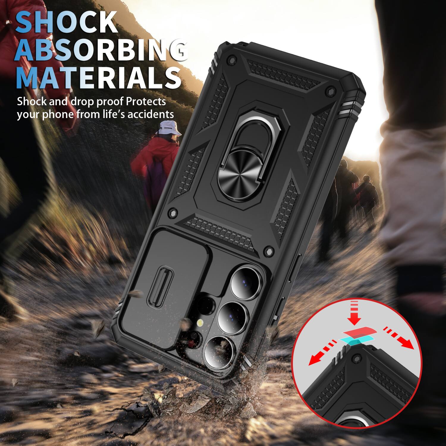SHOCK ABSORBING MATERIALS  
Shock and drop proof  
Protects your phone from life's accidents