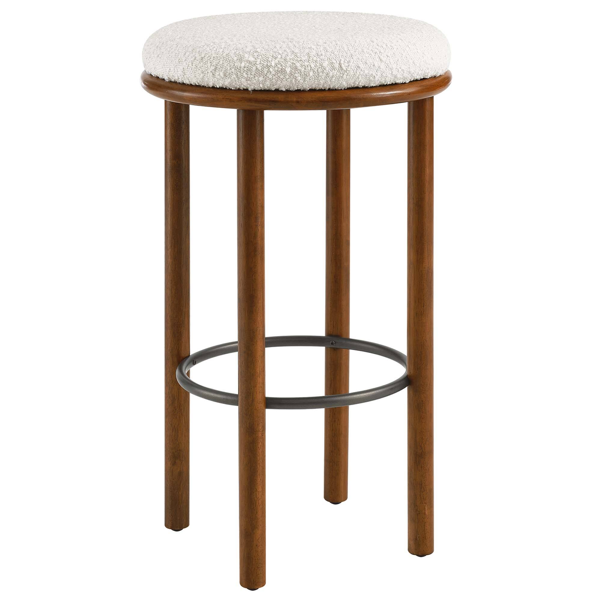 Back. Modway - Fable Boucle Fabric Bar Stools Set of 2 - Brown.