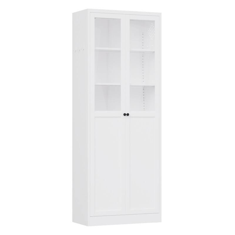 Alt View 2. ALEXOUN - 72" Metal Kitchen Pantry Cabinet,Freestanding Storage Organizer for Kitchen, Bathroom, Living Room - White.