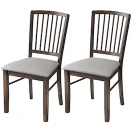 Homcom - Chairs Upholstered Kitchen Chairs with Rubberwood Legs Set of 2 - Burn Brown