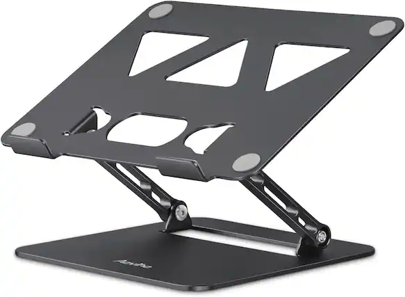 Front. HongFei - Adjustable Laptop Stand for Desk, Portable Laptop Stand Holder, Foldable Aluminum Notebook Stand for 10-15.6 inch - Black.